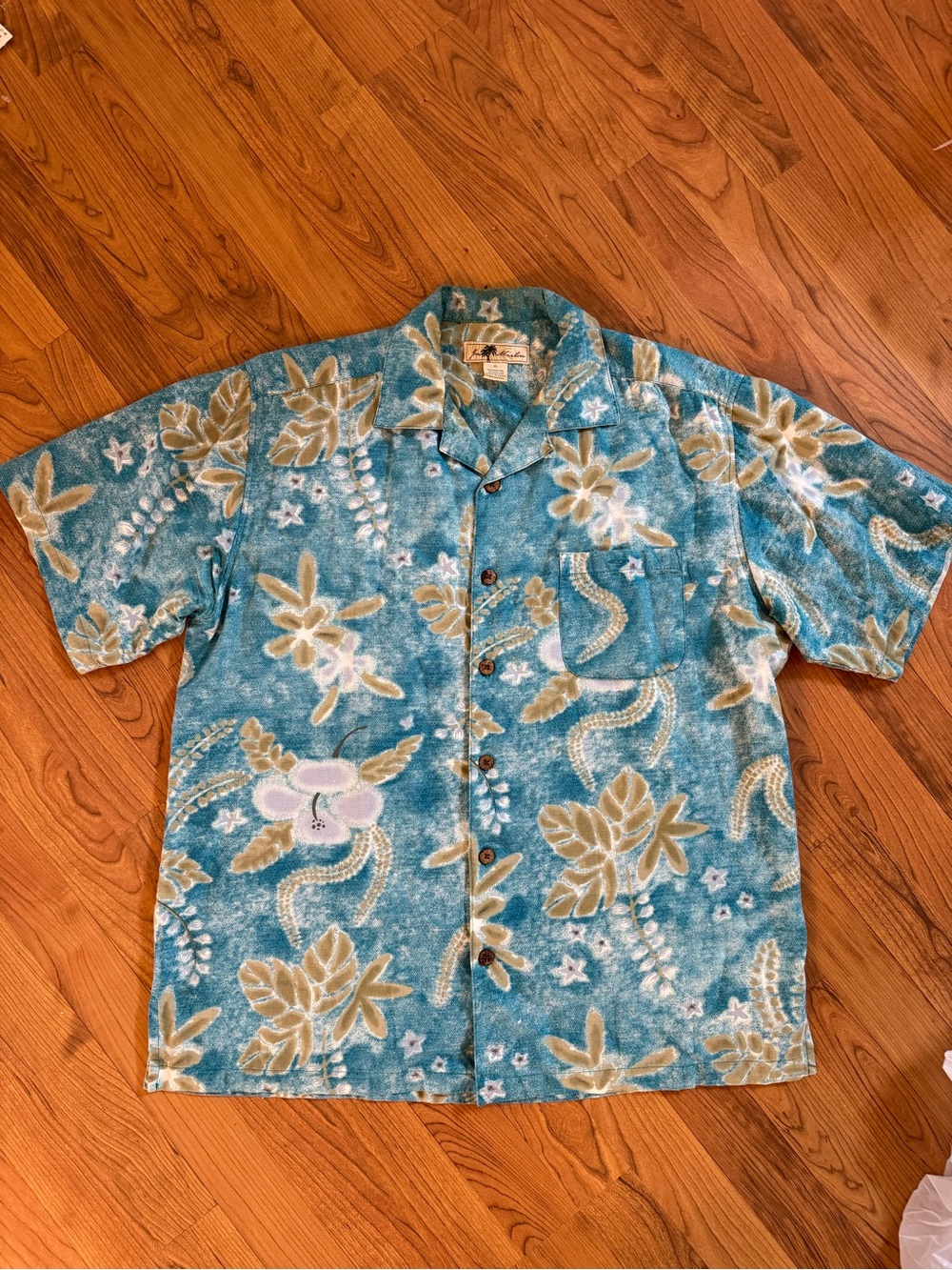 Men's Teal Floral Camp Shirt - Vintage Hawaiian Joe Marlin
